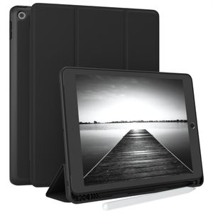 EAZY CASE - Schutzhülle mit Stifthalter für iPad 7 / iPad 8 / iPad 9 Gen. Case 10.2 Zoll Hülle mit Stifthalterung Tablet Cover Touchpen Smartcase aufstellbar Klappcase Auto Sleep Wake Up Etui Schwarz