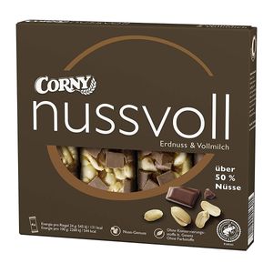 Corny Nussvoll Erdnuss und Vollmilchschoko Riegel 96g 6er Pack
