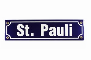 Strassenschild St. Pauli 30x8 cm Hamburg Souvenir Emaille Schild