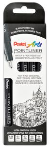 PentelArts Permanent Fineliner Pointliner schwarz 5er Set