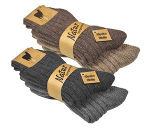 Alpaka-Socken für Damen und Herren, Farben:Braun- & Grautöne, Söckengröße:43/46, Menge:4 Paar