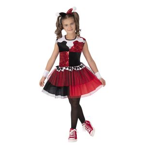 Harley Quinn - Kostüm - Mädchen BN4836 (S) (Rot/Schwarz/Weiß)