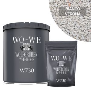 Steinteppich Set Marmorkies Bodenbeschichtung W730 Bianco Verona Cremeweiss 4-8mm - (25Kg) 2qm