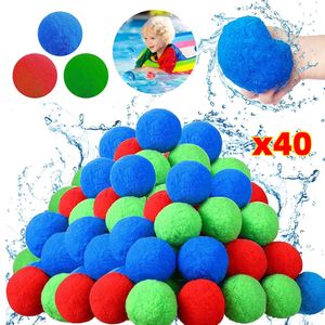 40x Wasserbomben Set Splash Bälle Wiederverwendbare Wasserballons Ball für Kinder Spiel Wasserspaß Schwamm Ball Plüschbälle Wasser Waterbomb
