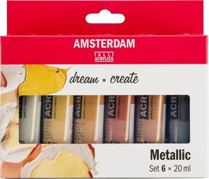 Amsterdam Sada akrylových farieb 6x20 ml Metallics
