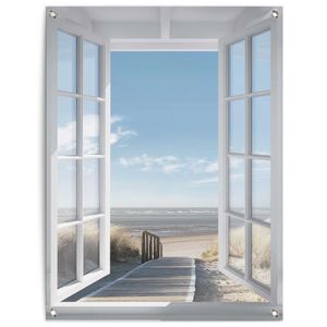 Gartendeko Gartenposter Fenster zur Nordsee Strandbilder - Meer - Fensterblick
