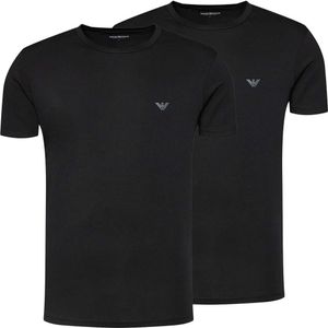 EMPORIO ARMANI 2-Pack Pánská trička s výstřihem do O z elastické bavlny Regular Fit Black/Black M