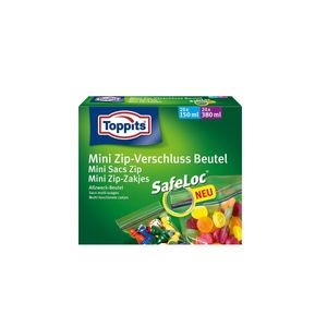 Toppits Mini Zip-Verschluss Beutel 20x150ml und 20x380ml mit SafeLoc Allzweck-B