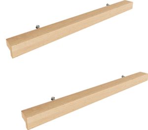 Sossai Holz Möbelgriffe aus Buche | GAH01 | Lochabstand 192mm, Länge 272mm, 2 Stück