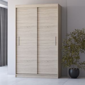 Schwebetürenschrank Kleiderschrank Schrank 120 cm Sonoma Eiche/Sonoma Eiche ohne Spiegel Neomi 04