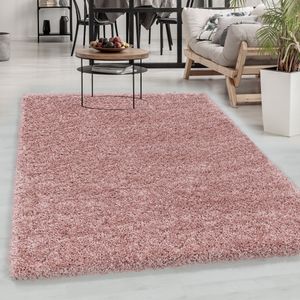 Carpetsale24 Hochflor Teppich Einfarbig Super Soft Shaggy Weicher Oberfläche ROSA, Maße:120 cm x 120 cm Rund