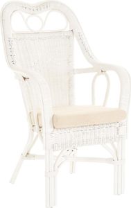KRINES HOME Wintergarten Sessel Harry Armlehnsessel mit hoher Rückenlehne Rattansessel Wintergartensessel (Weiss)