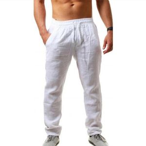 Männer Gerade Hosen Baumwolle Leinen Strand Lose Yoga Baggy Haremshose Hosen,Farbe: Weiß,Größe:XL