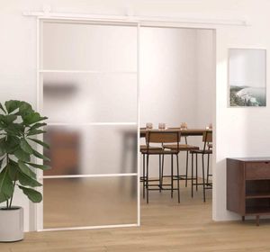 vidaXL Drzwi przesuwne ESG szklane i aluminiowe matowe 102,5x205 cm białe - Drzwi przesuwne - Drzwi przesuwne - Drzwi szklane - Drzwi do stodoły