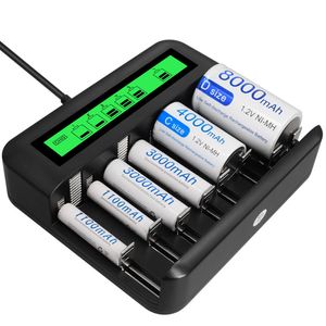 Akku Ladegerät-Schnell Batterie ladegerät-für AA /AAA /C /D NI-Mh Akku mit Type C Input -schnelle Aufladung, automatische Erkennung & Abschaltung, LCD Anzeige Batterienladegerät