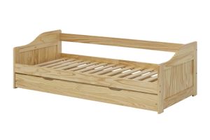 SIT Möbel Bett 90 x 200 cm | 1 Schublade auf Rollen | Fichte-Holz massiv | B 208 x T 97 x H 66 cm | natur | 19000-77 | Serie BETT