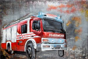Gilde GILDE Gallery, Bild, rechteckig, "Feuerwehr", Metall, rot, VE 1, L. 5 cm, B. 120 cm, H. 80 cm 38327