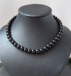 K2415# Perlencollier schwarz Kette Collier NEU