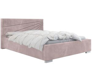 GRAINGOLD Doppelbett mit Kopfteil 120x200 cm Role - Bett mit Lattenrost und Bettkasten - Rosa