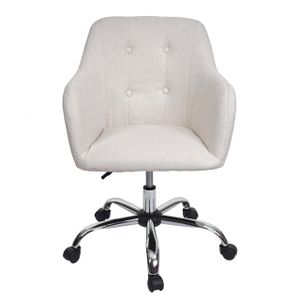 Bürostuhl HWC-K54, Drehstuhl Schreibtischstuhl Lehnstuhl Stuhl, Stoff/Textil mit Armlehne  creme