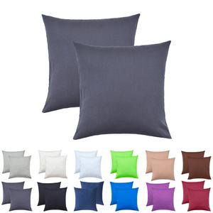 NatureMark 2er Pack Jersey Kissenbezug Kissenhülle Kissenbezüge Seitenschläferkissen Nackenkissen viele Größen und Farben  (40 x 40 cm, Anthrazit grau)