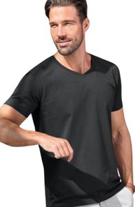 Bavlnené pánske tričko s výtrihom do V, 100% bavlna, bez potlače, jednofarebné, 180g/m2, farba ebenovo šedá, veľkosť 2XL