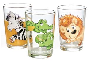 Flirt by R & B Kinder-Trinkglas "Happy Zoo" 205 ml aus Glas 3 Stück