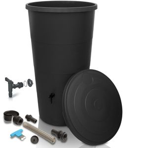 YourCasa Regentonne 200 Liter [inkl. Anschlusset & Bohrer] Regenfass Wetterfest aus Kunststoff mit Wasserhahn