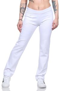 Damen Jogginghose lang Sport-Hose Baumwolle mit Tasche; Weiß M/38