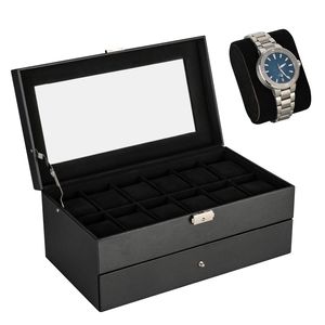Uhren Aufbewahrung Uhrenbox Uhrenkoffer Uhrenkasten 'Zürich', schwarz, Farbe Innenfutter:schwarz