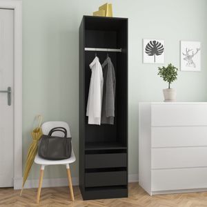 Kleiderschrank ,Holzschrank ,Schlafzimmerschrank ,Flurschrank mit Schubladen Schwarz 50×50×200 cm Spanplatte