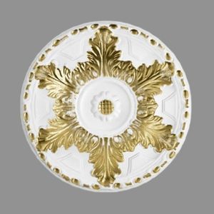 PROVISTON | Stuckrosette | Polystyrol | Durchmesser 400 mm | Weiß Gold | Deckenrosette
