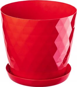 KADAX Doniczka Plastikowa z Podstawką Donica Osłonka Kwiaty 14cm Czerwona Kadax