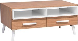 BELIANI Stolik kawowy brązowy z białym 100x60 cm 2 półki 2 szuflady styl skandynawski minimalistyczny
