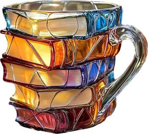 Bunte Buchstapel-Tasse, 325 ml, handgefertigte Kaffeetasse aus Glas, einzigartige, farbige Buchform-Tasse für Buchliebhaber, Schriftsteller, Bibliothekare, literarisches Geschenk Bunte Buchstapel-Tasse, 325 ml, handgefertigte Kaffeetasse aus Glas, einzigartige, farbige Buchform-Tasse für Buchliebhaber, Schriftsteller, Bibliothekare, literarisches Geschenk