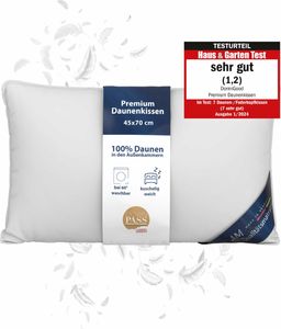 DormiGood | Premium Daunenkissen | 45x70 cm | Daunen | Kissen | 45x70 | Kopfkissen | Allergiker geeignet | Nomite | Downpass