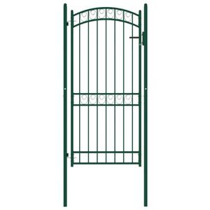 Hochwertigen Einzeltor mit Gewölbter Spitze |Gartentor Gartenpforte Zauntor Einflügelig| Stahl 100x200 cm Grün
