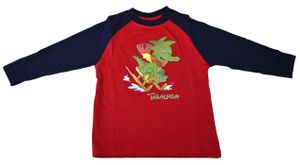 Kinder T-Shirt Langarm, Farbe:Tabaluga Rot/Navy, Gr. :110