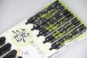 [ 5 Paar ] Essstäbchen aus Bambus [ Design PHOENIX ] Grundfarbe Schwarz