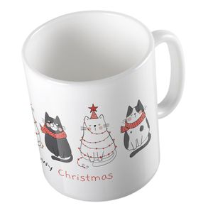 Huuraa Kaffeetasse Meowy Christmas Katzen weihnachtlicher Kaffeebecher 330ml Keramik Tasse für die Weihnachtszeit
