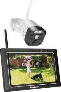 SecuFirst 2K Überwachungskamera Aussen Set mit Innen Monitor,7 Zoll Touchscreen Babyphone mit Kameraüberwachung,Outdoor Arbeiten ohne WLAN.