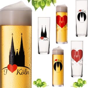 IMPERIAL Kölschgläser mit Kölner Dom Motiven 200ml (max 240ml) Set 6-Teilig Kölsch Stangen aus Glas 0,2L Biergläser Köln