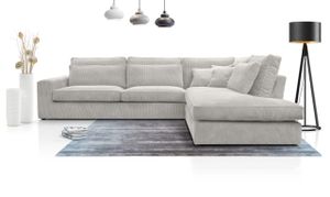 MEBLITO Sofa Big Sofa Ecksofa Haidi L- Form Funktionssofa Wohnlandschaft Design Couch Rechts Hellgrau (Lincoln 83)