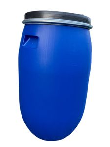 Weithalsfass Futtertonne Fasssilage Gepäcktonne 120 Liter mit Metallring blau