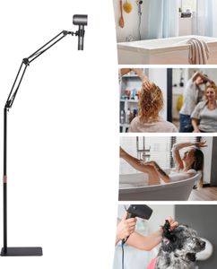 Föhn-Stand rotierender Fönhalter 360 Grad Haartrocknerhalter verstellbarer Höhen (Schwarz)