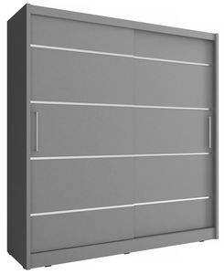 Furniture24 Schwebetürenschrank MAJA 180 ALU Schrank Kleiderschrank Graphit, 180 cm breit