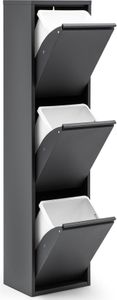 GOWOLL Mülltrennsystem 3 Fach Mülleimer Küche aus Metall Fleckenfest Wandmontage Abfalleimer Küchenmülleimer mit Herausnehmbarer Inneneimer Recycling