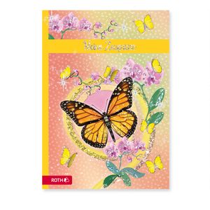 ROTH Zeugnismappe Schmetterling mit Glitzereffekt - mit 10 A4 Klarsichthüllen, dokumentenecht - Dokumentenmappe