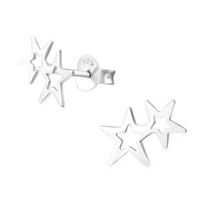 Ohrstecker mehrfach: Ohrringe Silber 925 „2 Sterne“