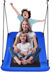 COSTWAY Baumschaukel verkrümmt Nestschaukel 100-180cm verstellbaren Seil, Hängeschaukel 300kg Tragkraft, Mehrkindschaukel Gartenschaukel für Kinder & Erwachsene (Blau)